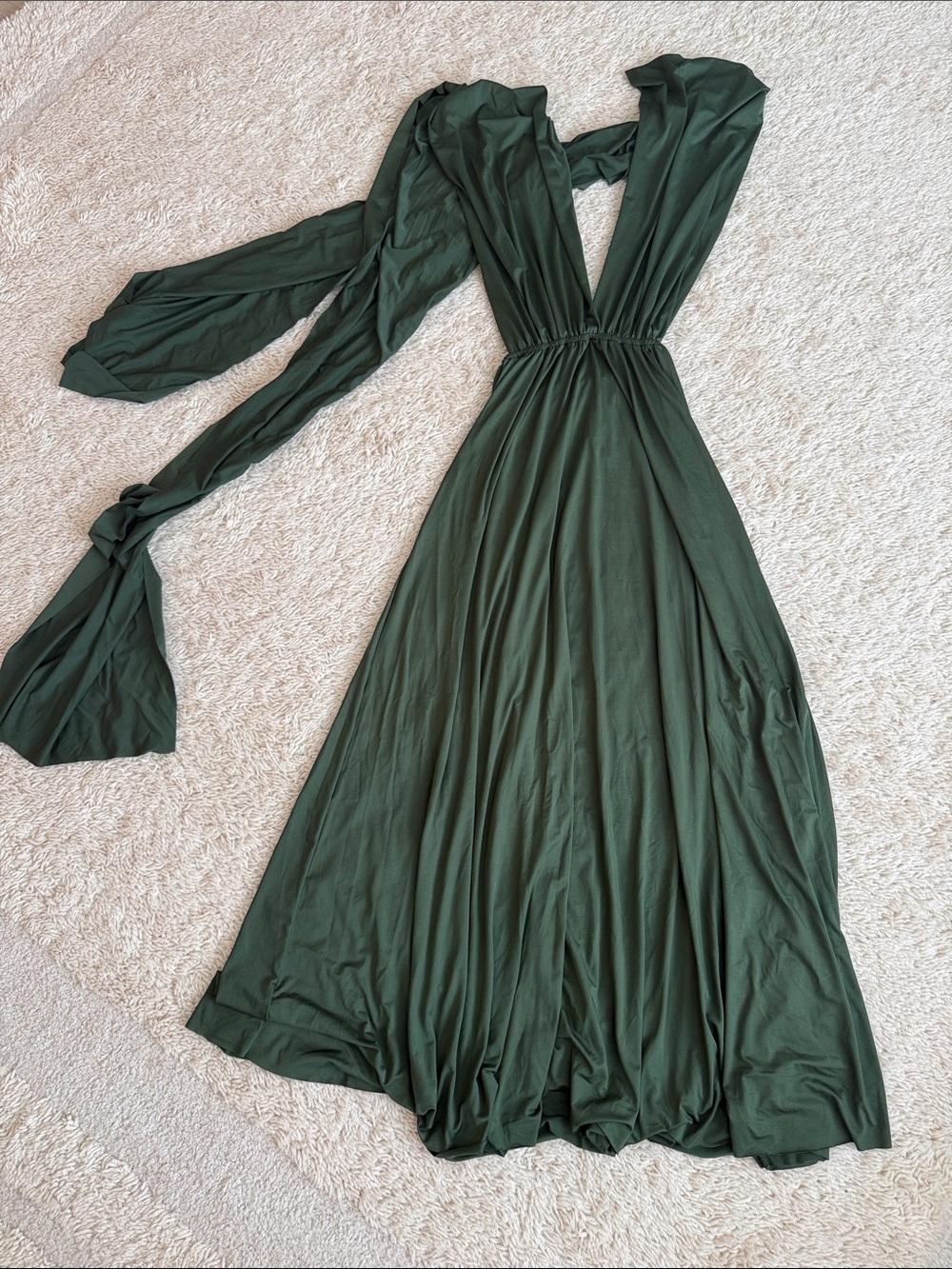 Elegant Deep Green Wrap Infinity Dress